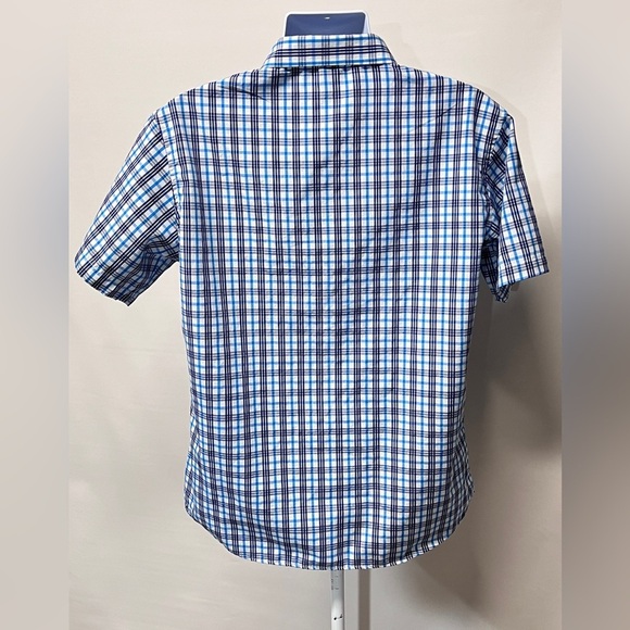 VESE Men’s black and blue plaid short sleeve button down shirt size L. - Picture 4 of 12